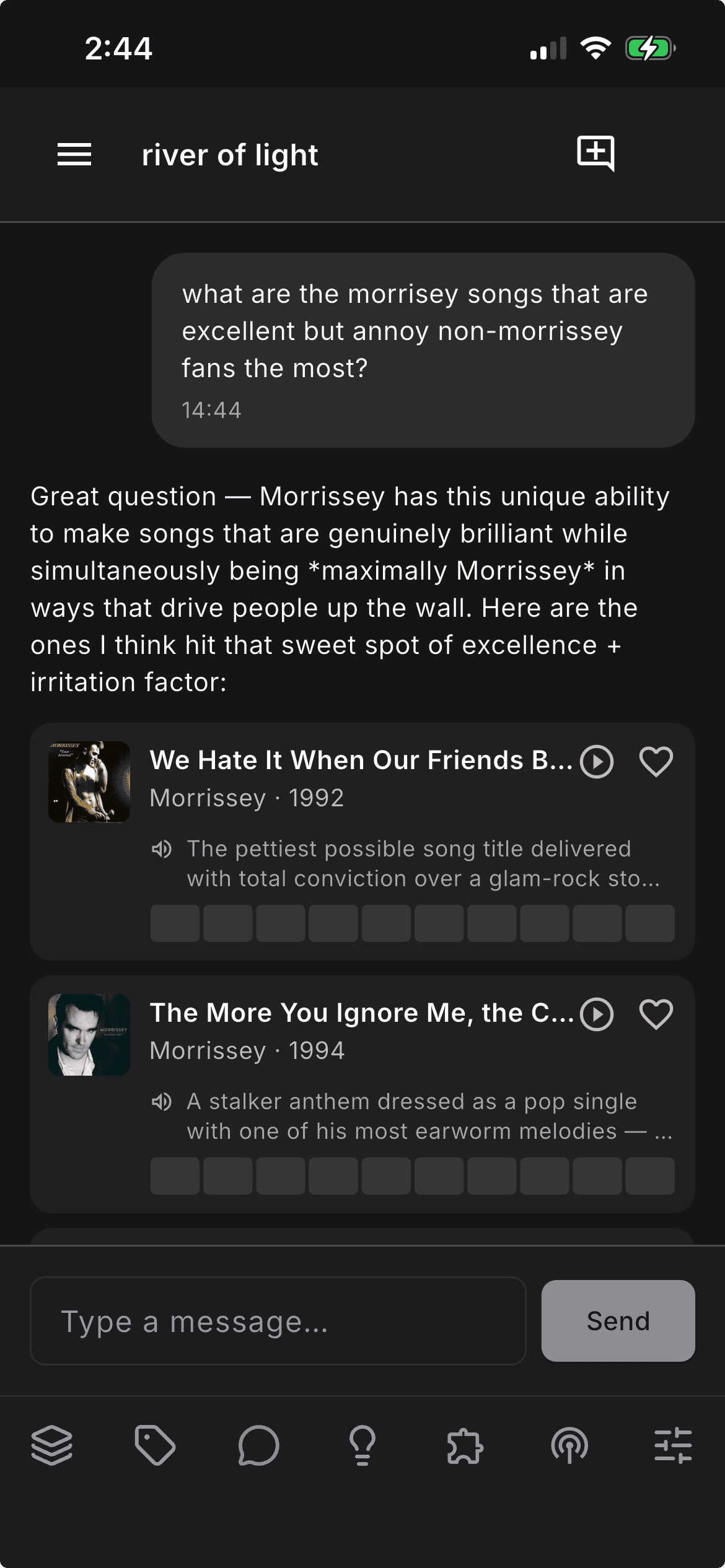 Chat with River of Light returning inline Morrissey song picks
