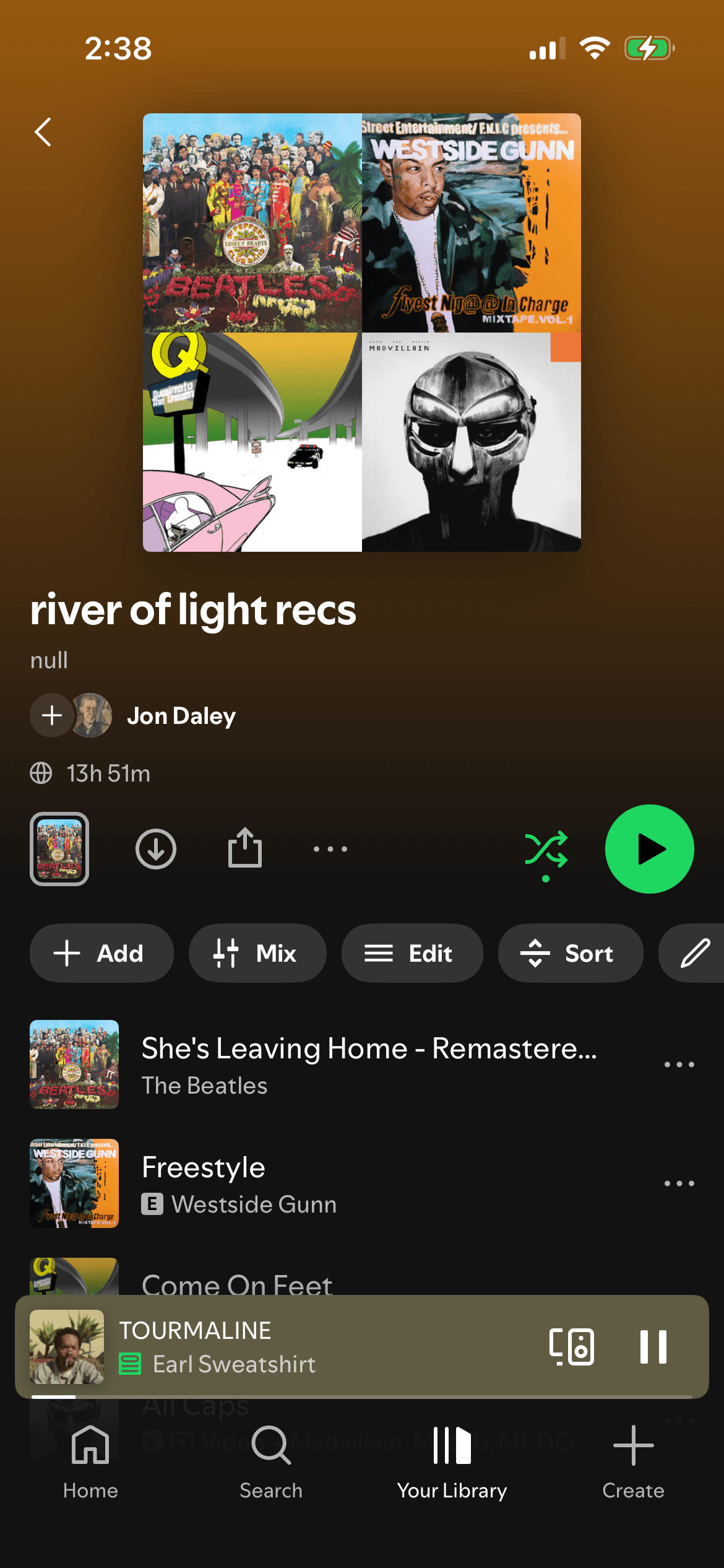 River of Light recs playlist inside the Spotify app